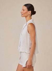 Bella Dahl - Sleeveless Notch Collar Button Down Shirt