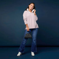 Coco + Carmen - Heavenly Luxe Crew Neck Sweater With Woven Collar