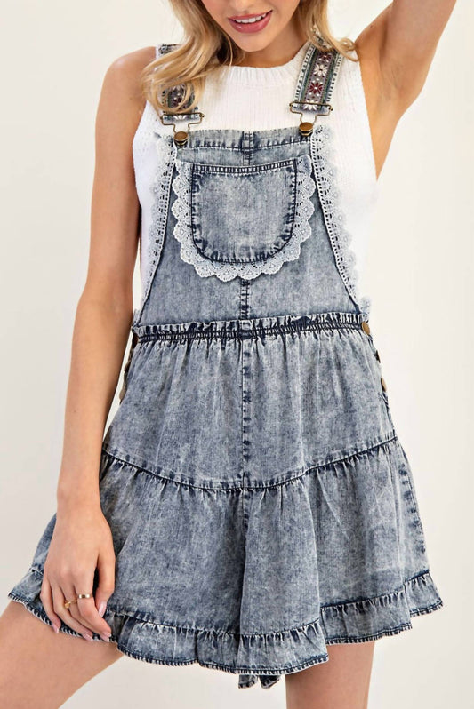 Ee:Some - Snow Washed Lace Detailed Romper