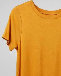 ZENANA Women's Babydoll Tee in mustard - women's t-shirt - detail view