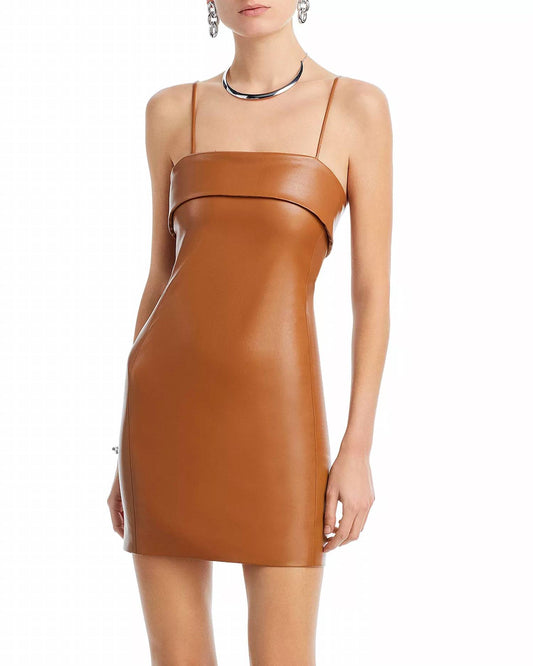 Kelly Vegan Leather Square Bust Mini Dress