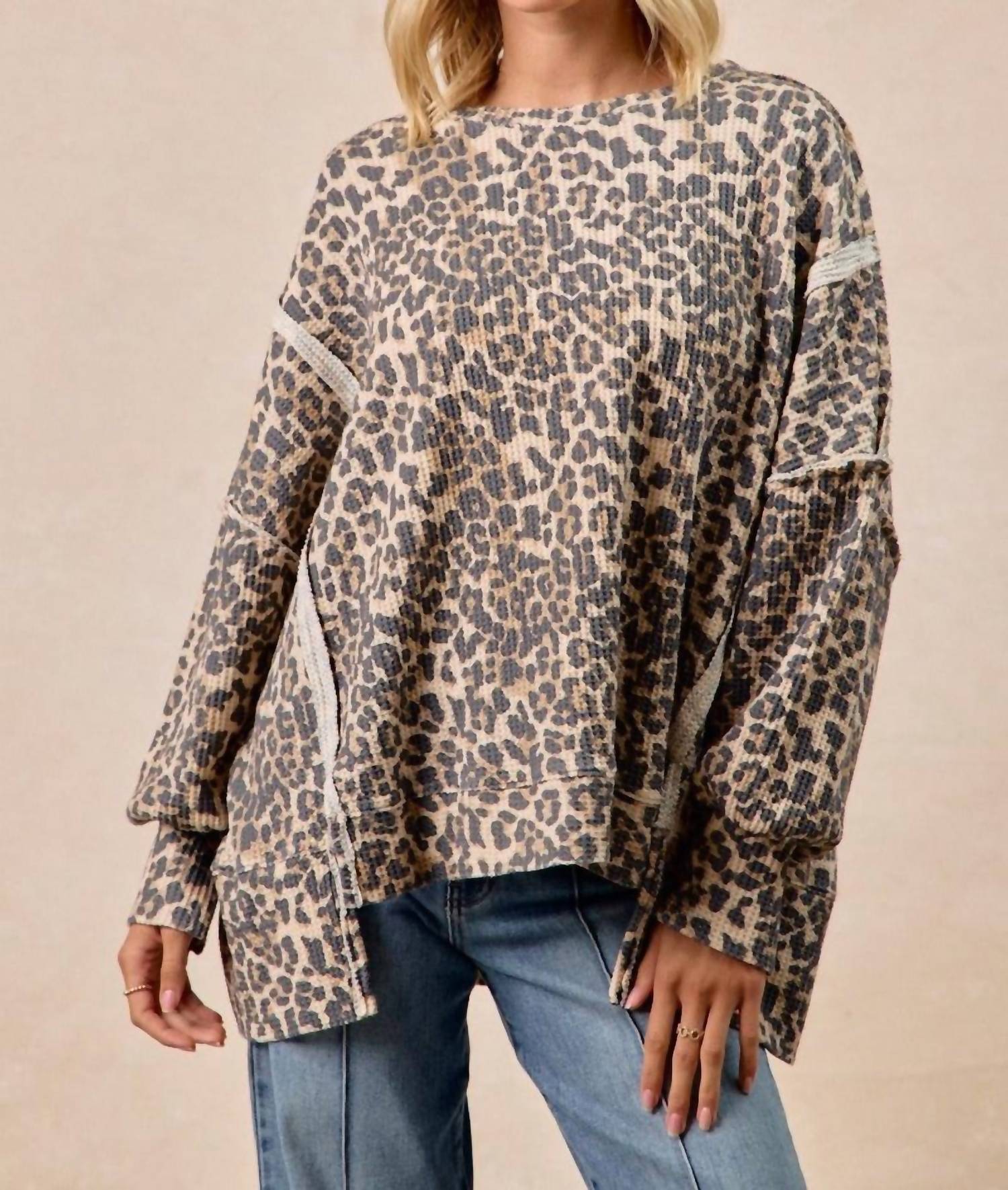 Bibi - Oversized Waffle Thermal Sweatshirt