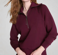 Spanx Air Essentials Half Zip Sweater in plum berry - women's sweater
