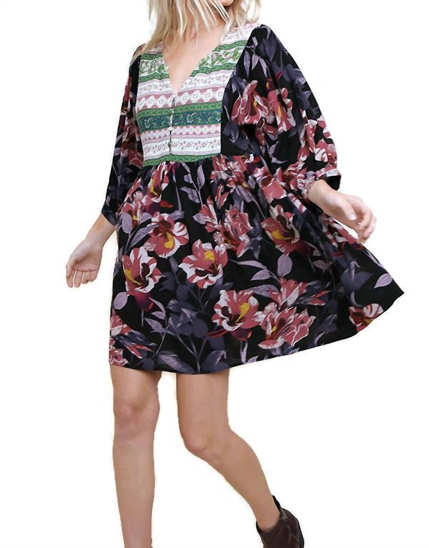 Umgee - Women's Floral Peasant Dress