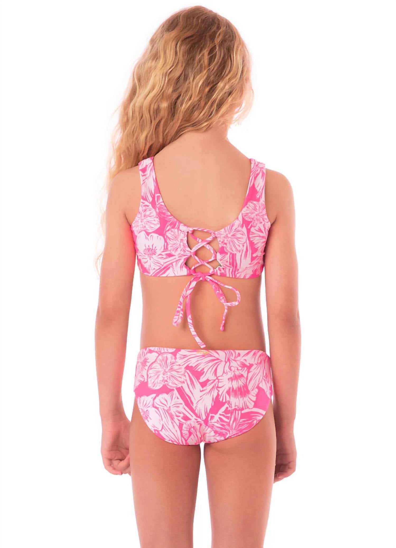 MAAJI Girls' Hoya Bikini Set in pink blossom - kids' bikini - detail view
