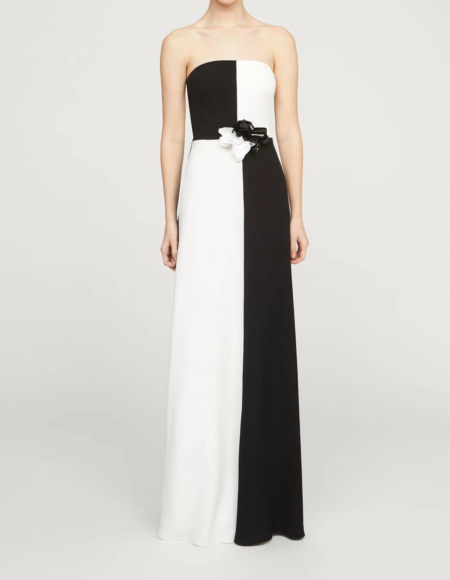 Halston Heritage - Cassia Crepe Color Block Gown