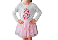 Sweet Wink - Kid's Girls Candy Cane White Holiday Tee Top