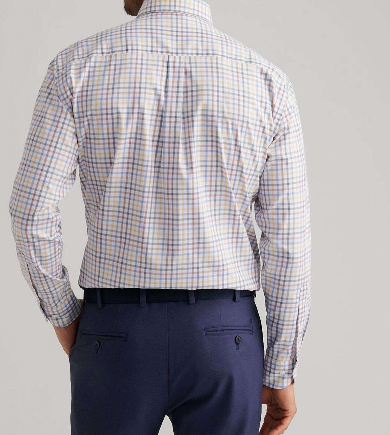 PETER MILLAR North Coast Crown Lite Cotton Stretch Shirt in evening tide - men's shirt - alternate view