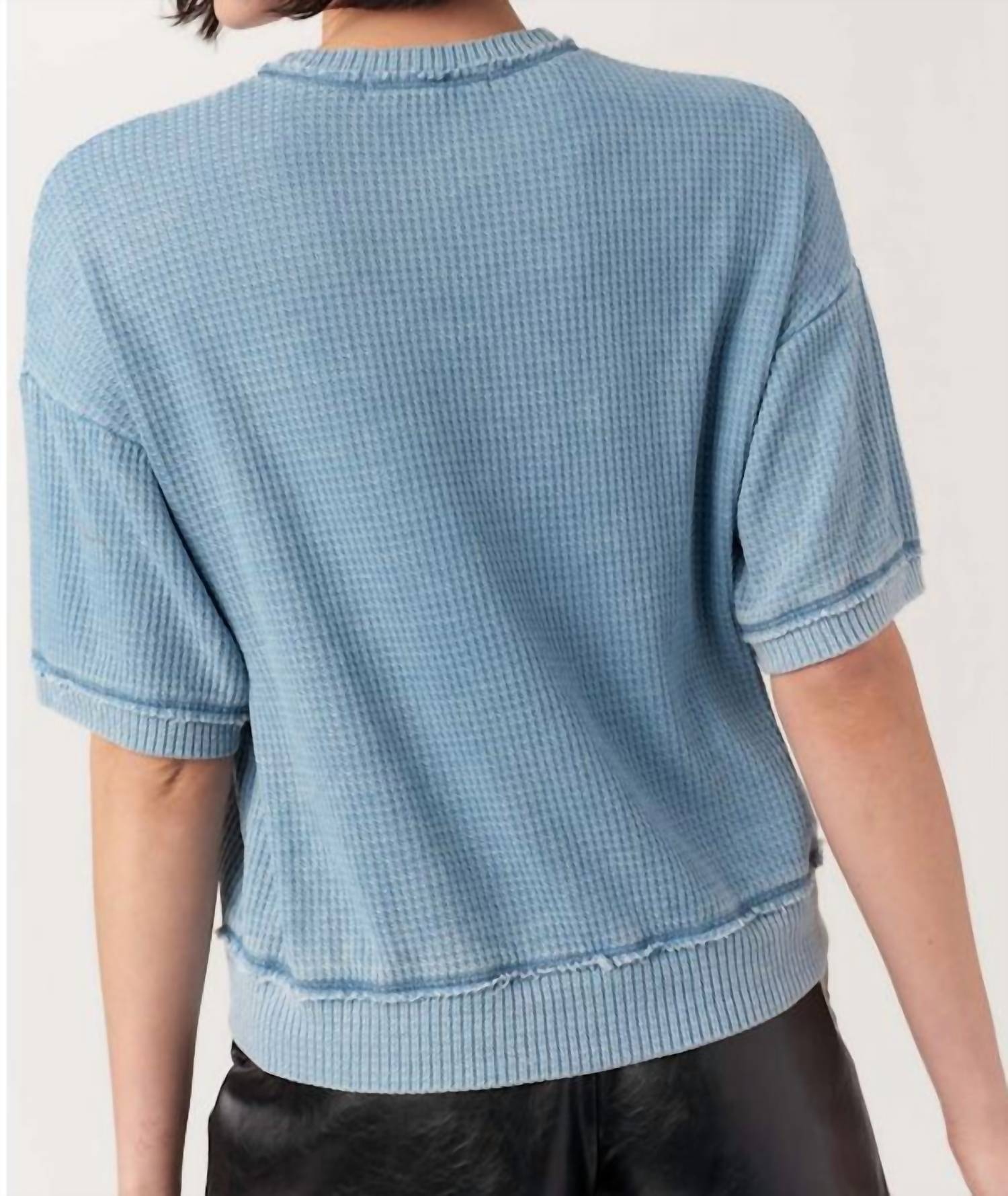PROJECT SOCIAL T Sage Burnout Thermal Tee in b o alpine blue - women's t-shirt - alternate view