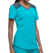 Dickies Colorblock Scrub Top in teal - women's t-shirt - view 4