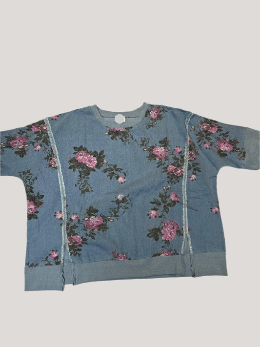 Bibi - Women's Flower Printed Denim Top