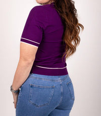 Q2 Regal Essence Short Sleeve Sweater in purple - women's sweater - detail view