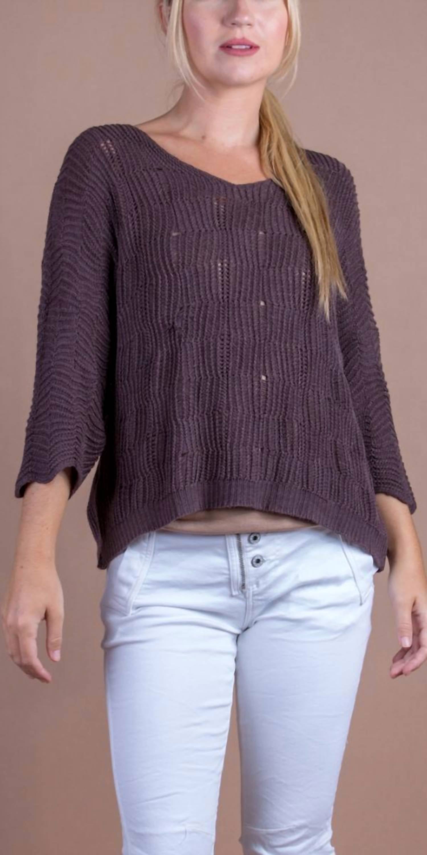 GIGI MODA Scacchi Knit Sweater in chocolate - women's sweater