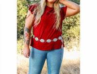 Southern Grace Women's Rhinestone Oval Concho Belt - Plus in clear - women's accessory - detail view