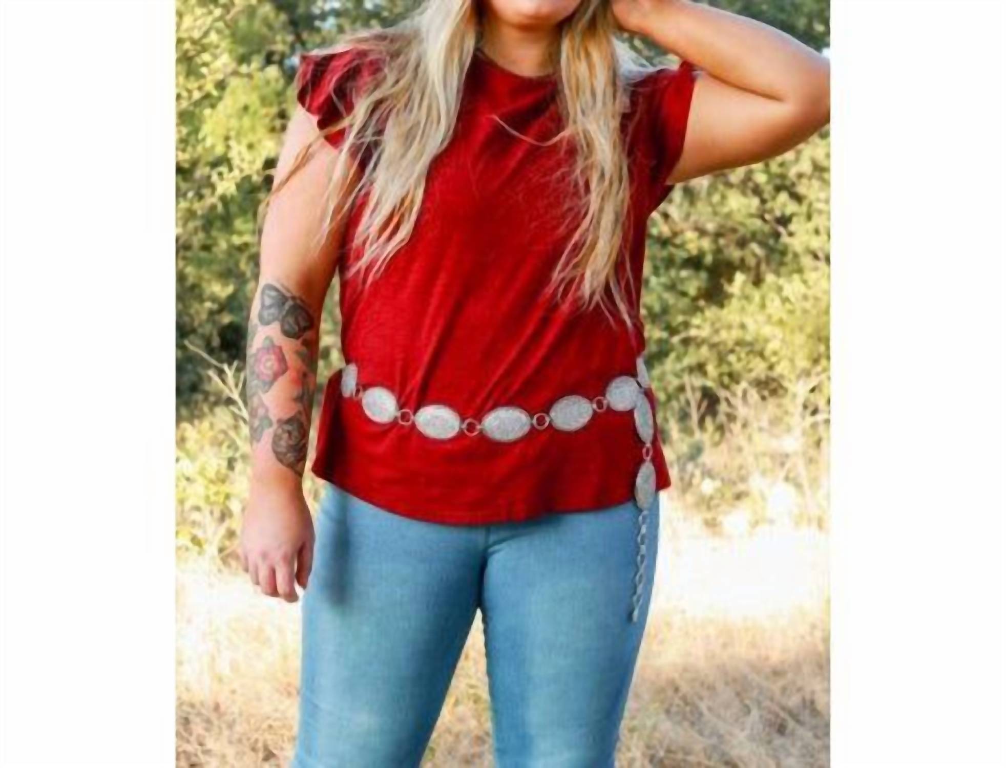 Southern Grace Women's Rhinestone Oval Concho Belt - Plus in clear - women's accessory - detail view