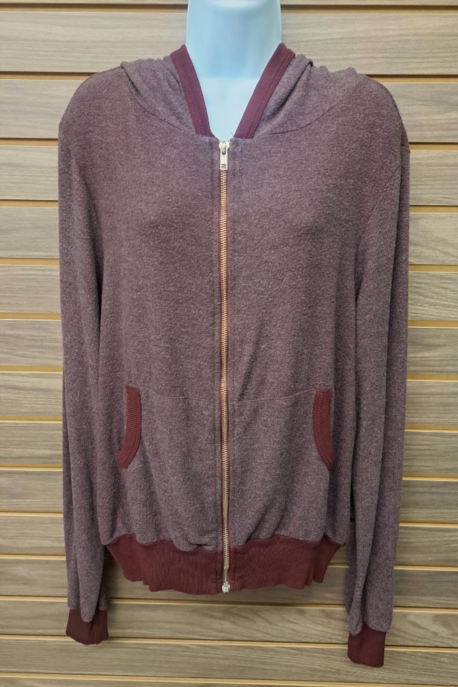 Flawless - Women's Burgundy Soft Pockets Hoodie Sweater