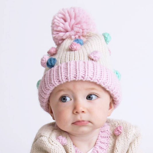 Huggalugs - Baby Girls Popcorn And Pompom Hat