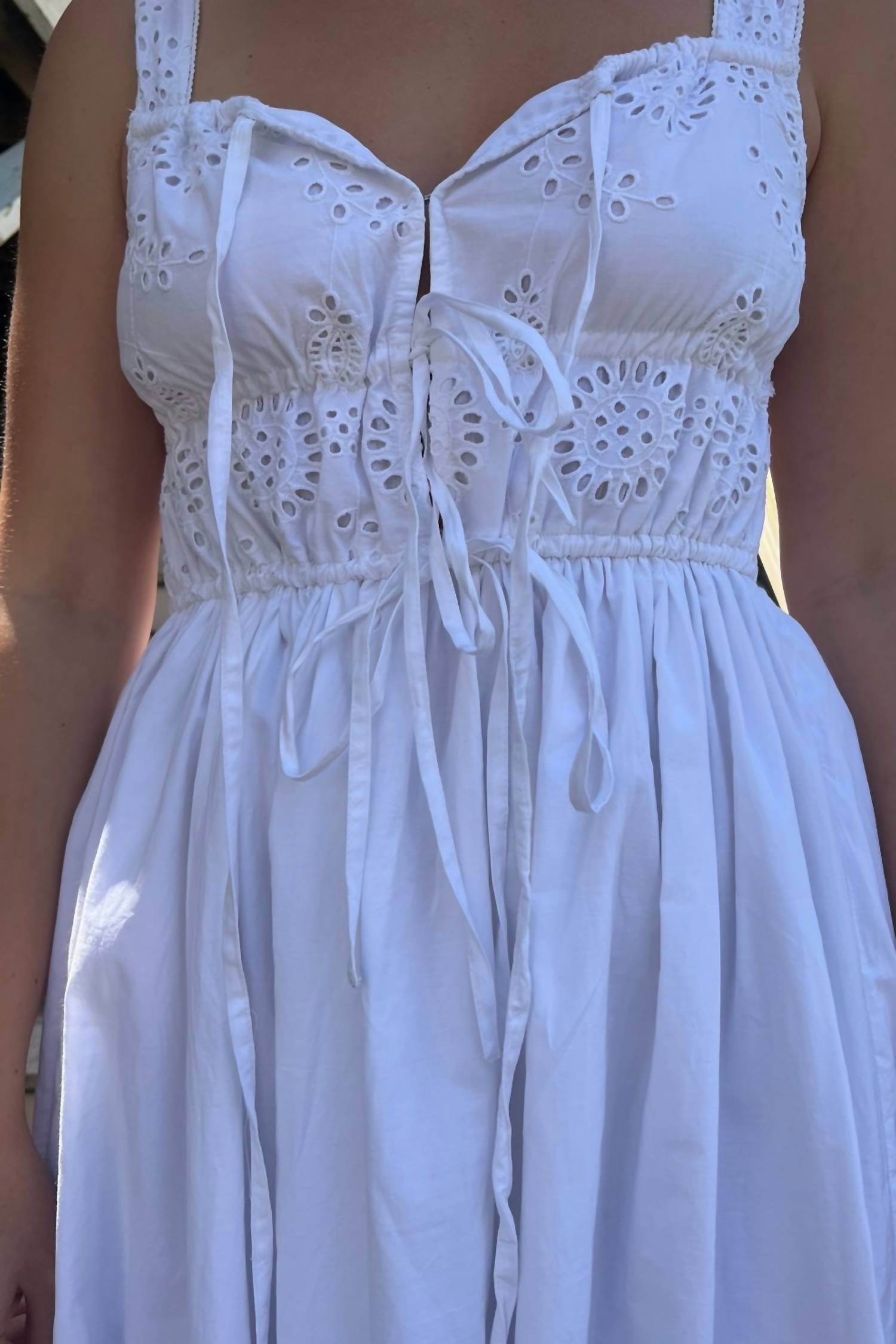 NIBI MTK Louisa Eyelet Midi Dress in white - women's dress - view 8