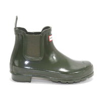 HUNTER Women's Chelsea Gloss Rain Boots in dark olive - women's shoe - alternate view