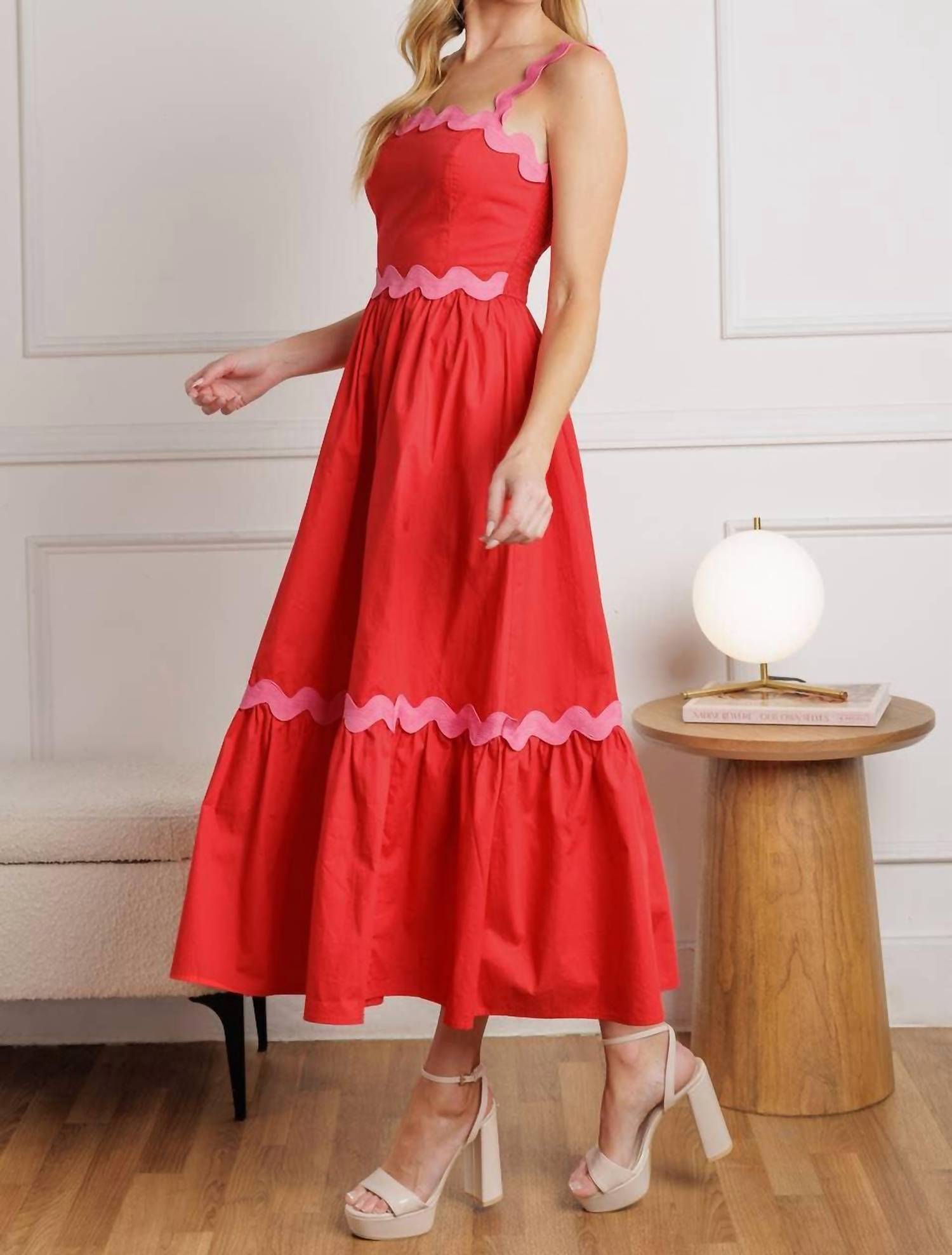 Flying Tomato - Solid Woven Midi Dress