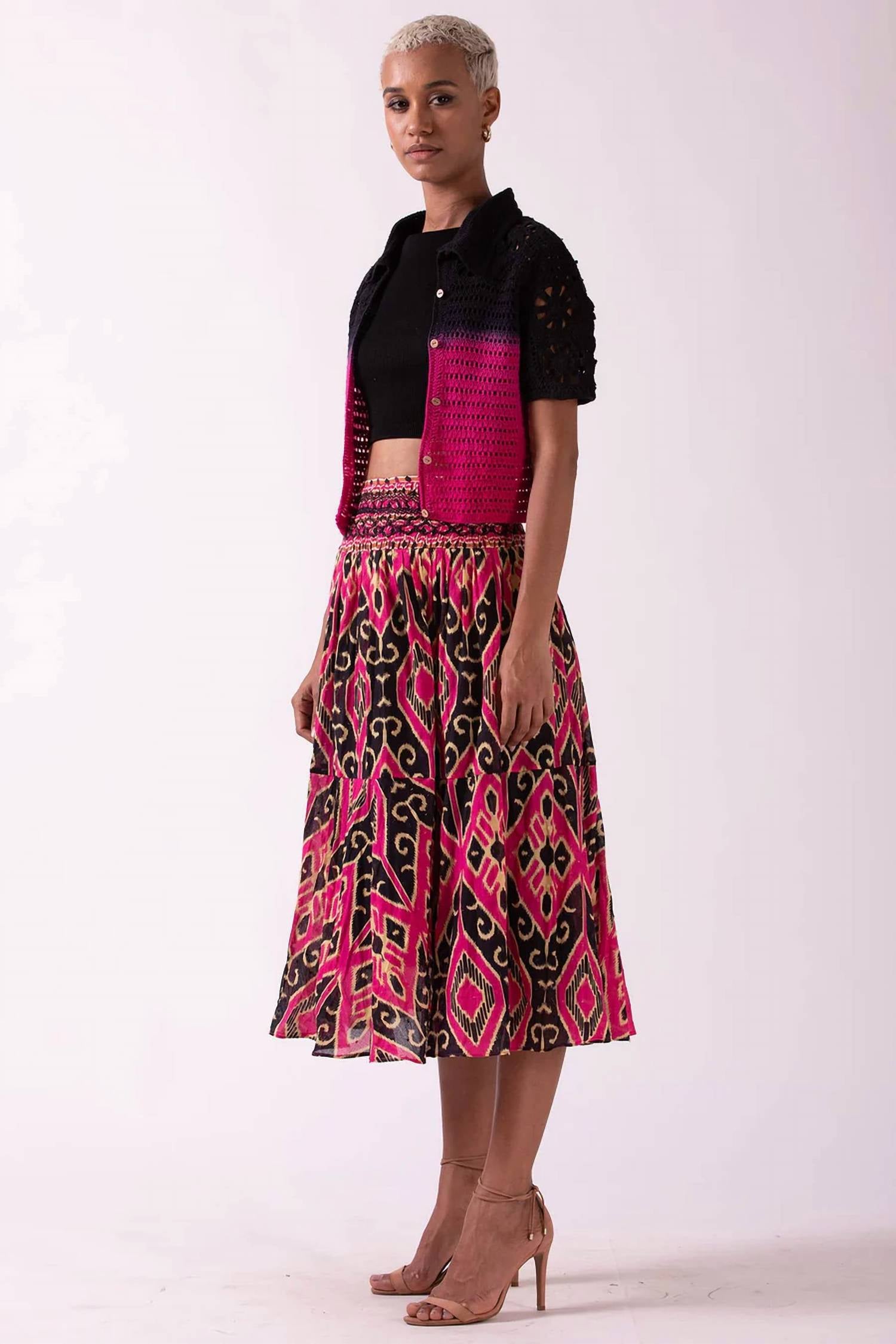 Ash & Eden - Smocked Waist Skirt