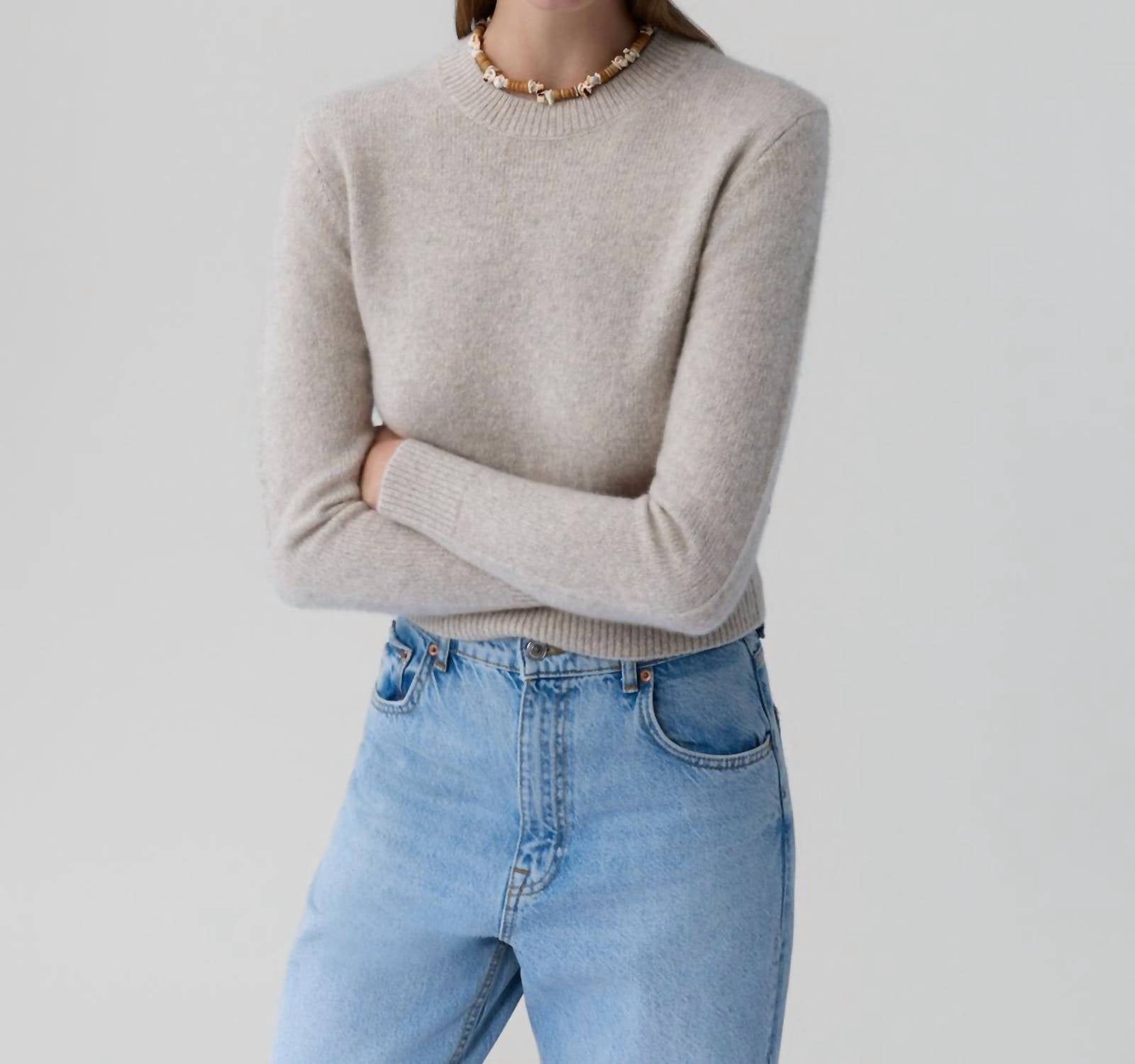Guest In Residence Alina Crew Neck Sweater in residence alina crew neck sweater in sand - women's sweater