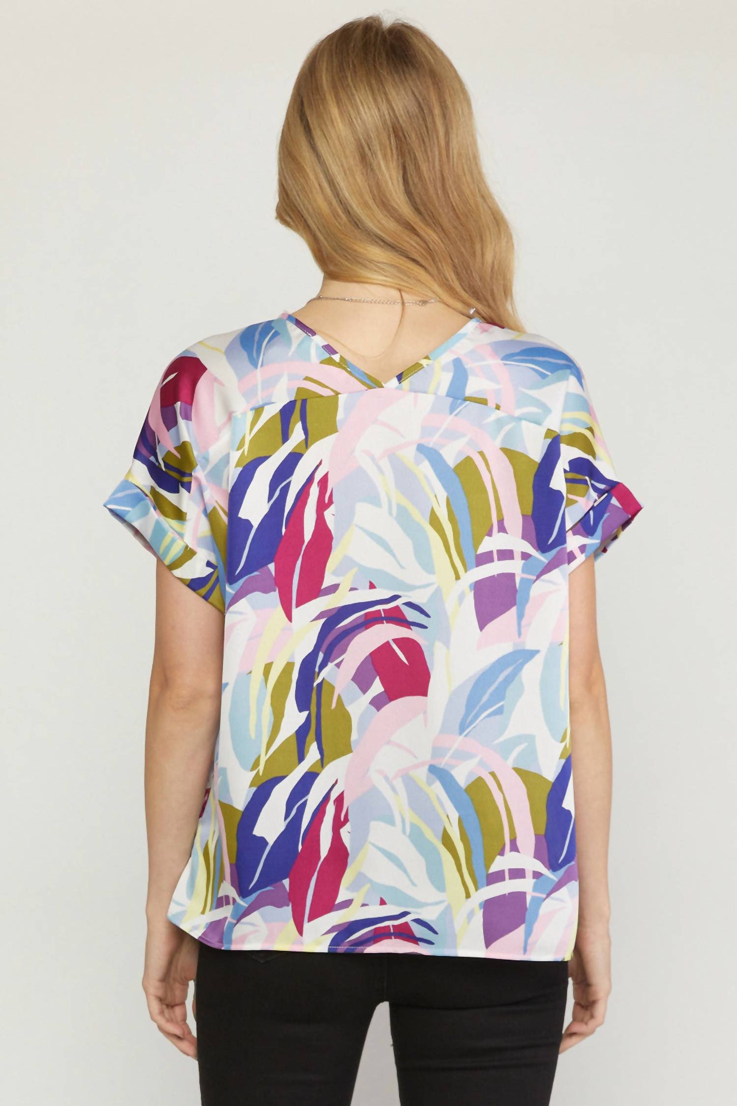Entro - Abstract Double V-Neck Top