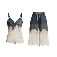 Productseeker - Lace Suspender Top & Shorts Set