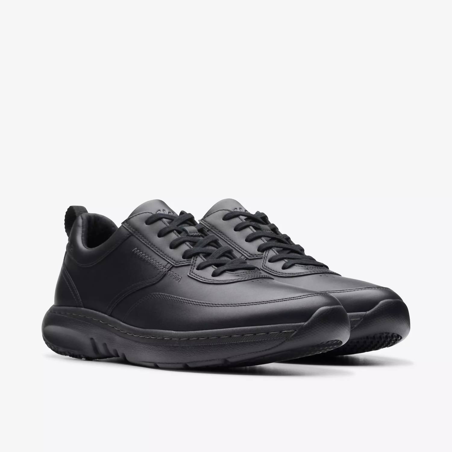 Clarks Men's Lace Sneakers in black leather - men's sneaker