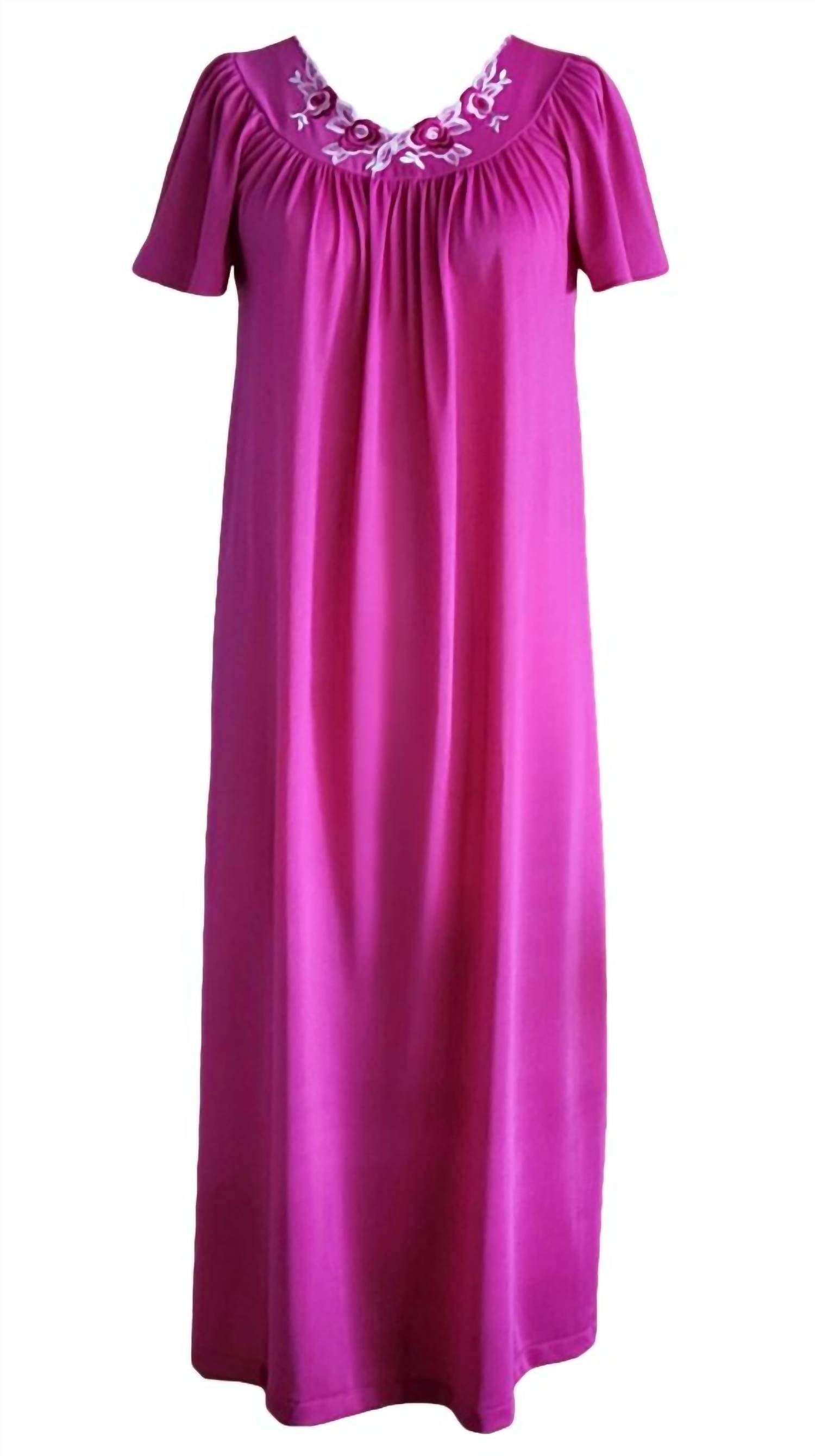 Shadowline Lingerie - Women's Long Gown With Flower Petal Embroidery And Flutter Sleeves