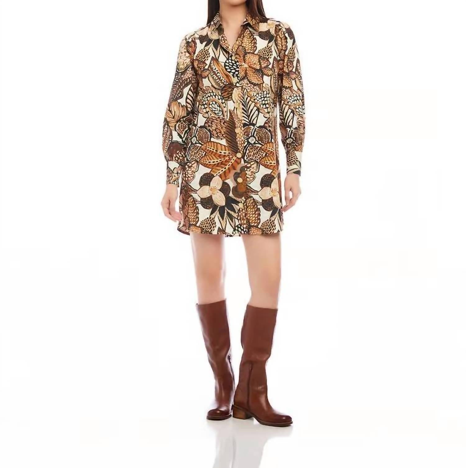 Karen Kane - Perry Print Blouson Sleeve Mini Shirtdress