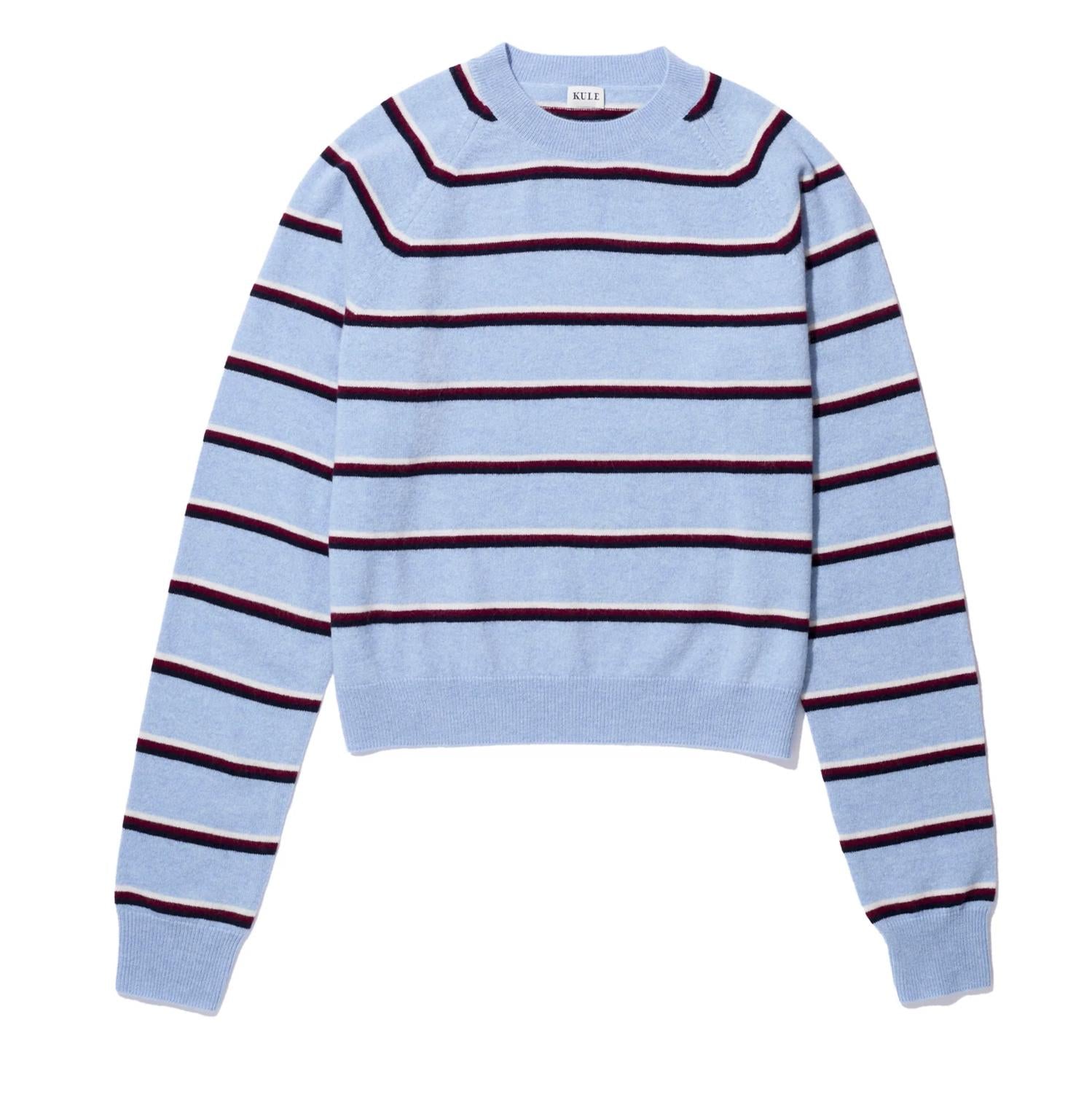 KULE Sydney Crewneck Sweater in blue navy wine white - women's sweater - view 4