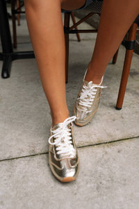 Dolce Vita Women's Delany Crinkle Patent Sneaker in light gold - women's sneaker - view 8