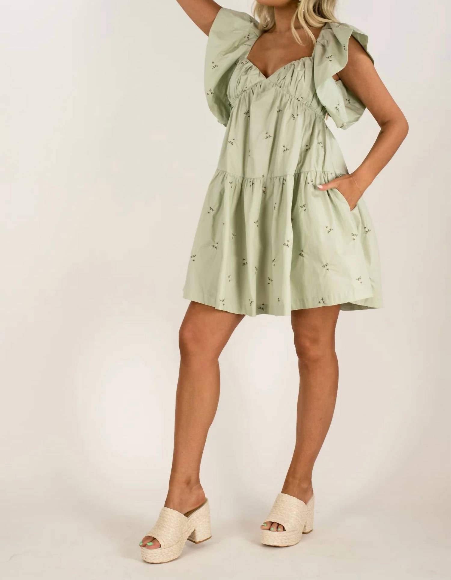 En Saison - Poplin Sweetheart Neckline Mini Dress