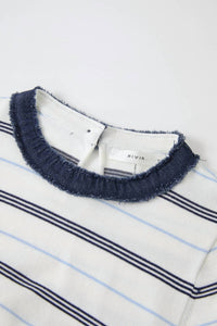 Rivir - Women's Short Sleeve Knit Dress With Stripe Pattern