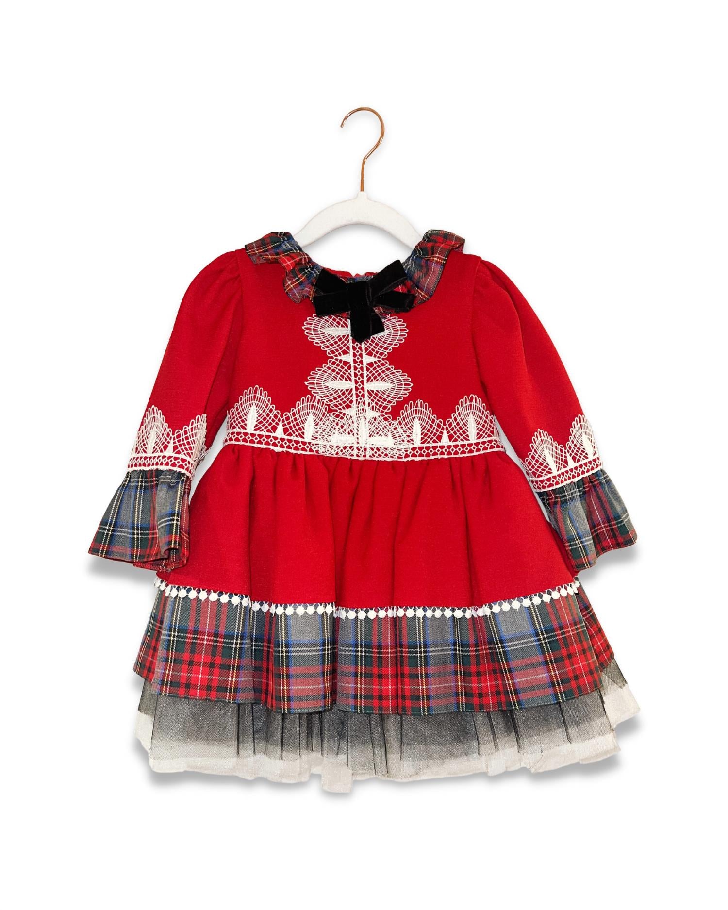 Eda Baby - Girl's Plaid With Lace Tulle Detail