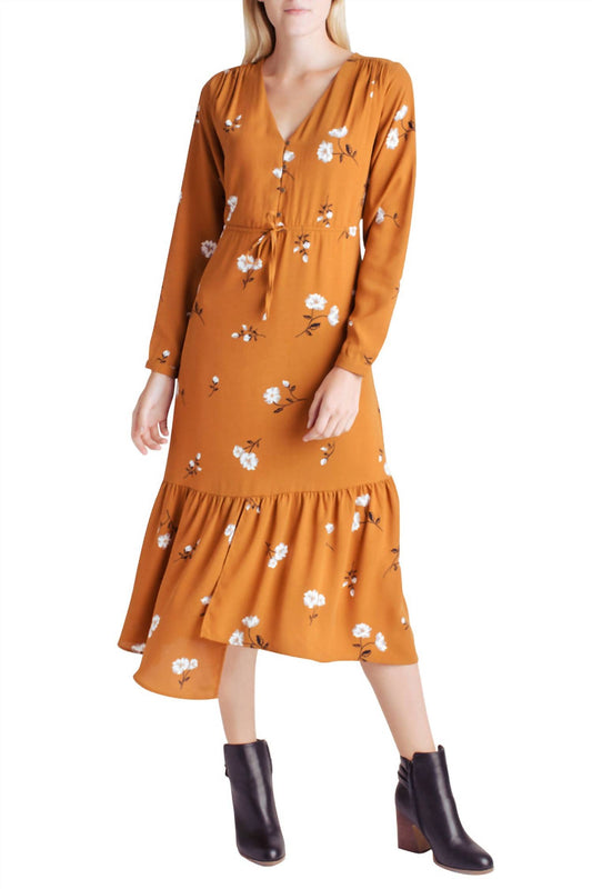 Kensie - Floral Long Sleeve V-Neck Dress