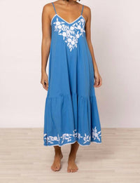 Juliet Dunn - Linen Look V-neck Midi Dress