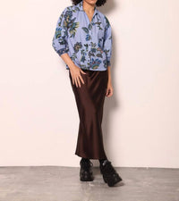 maude vivante Elsa Button Down Blouse in periwinkle mosaic - women's blouse