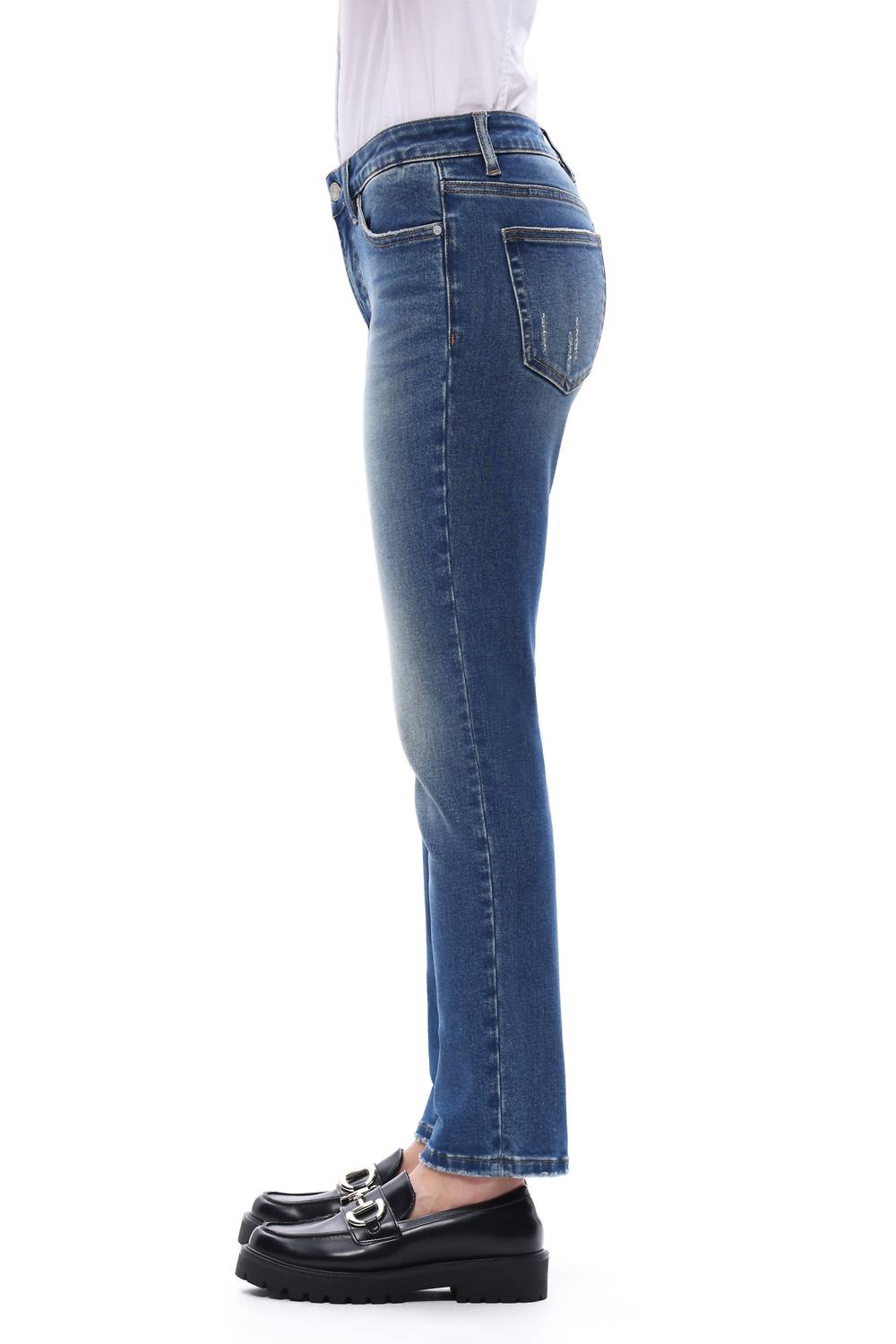 Bayeas - Mid Rise Tummy Control Jeans