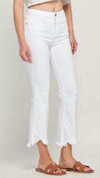 Hidden - Frayed Hem Crop Flare Jeans