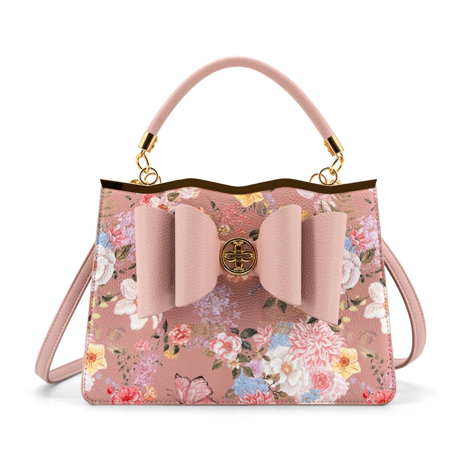 Like Dreams Women's Amelie Floral Bow Crossbody Bag in blush - women's bag