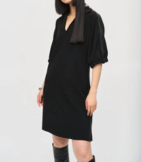 Joseph Ribkoff Cutaway Slit Mini Dress in black - women's dress - alternate view