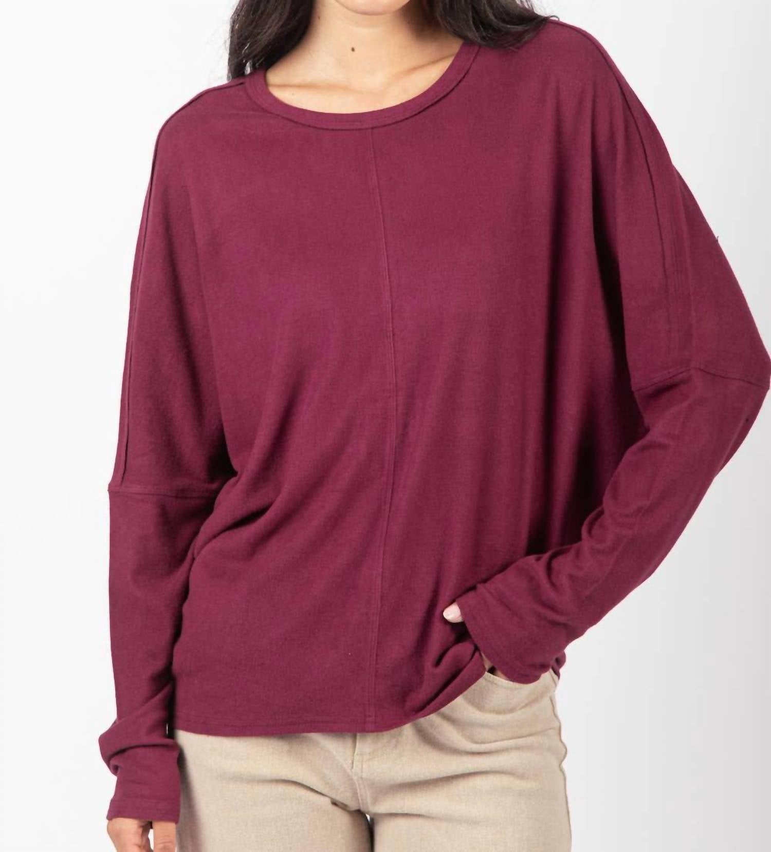 Very J - Dolman Sleeve Oversized Comfy Knit Western Top