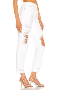 PISTOLA Presley High Rise Relaxed Roller Jeans in blizzard - women's jeans - detail view