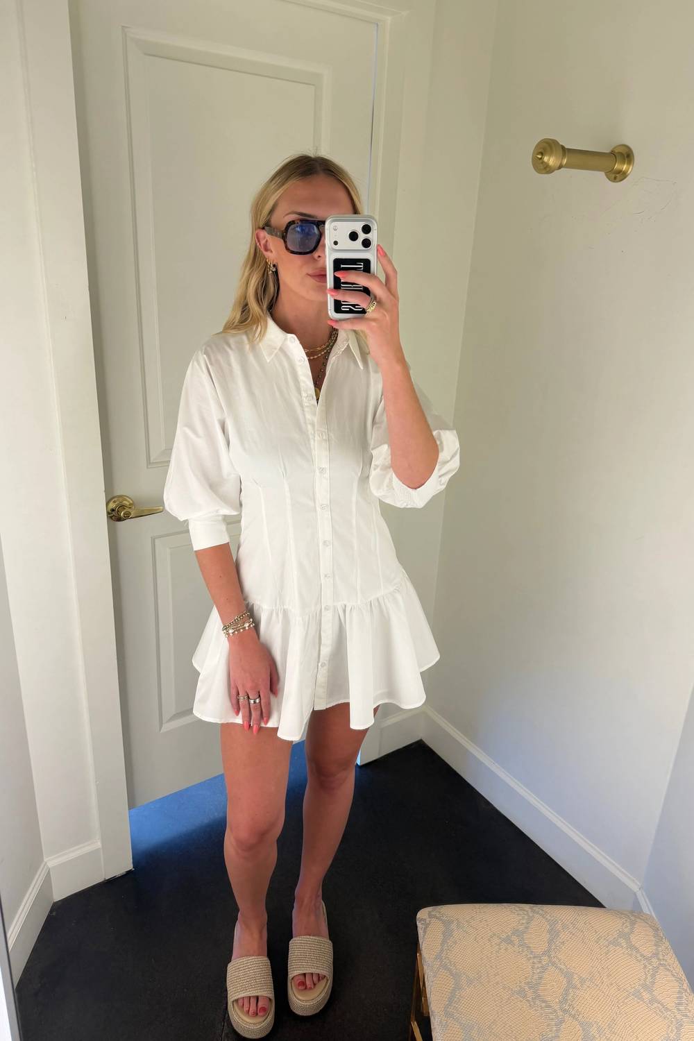 Aureum - Women's Drop Waist Pleated Shirt Dress