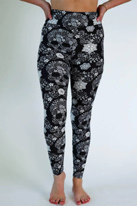 Boutique Only - Skull Floral Print Pocket Leggings