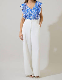 SUGARLIPS Women's Floral Ziva Ruffle Blouse in blue white - women's blouse - view 6