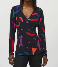 Joseph Ribkoff - Solange Silky Knit Abstract Print Wrap Top