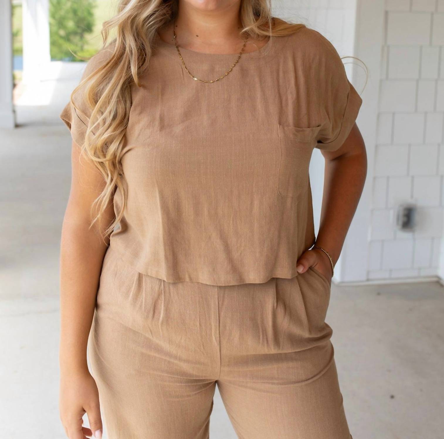 Blu Pepper Sand And Dune Sunset Stroll Top And Pants Set in brown - women's sleepwear